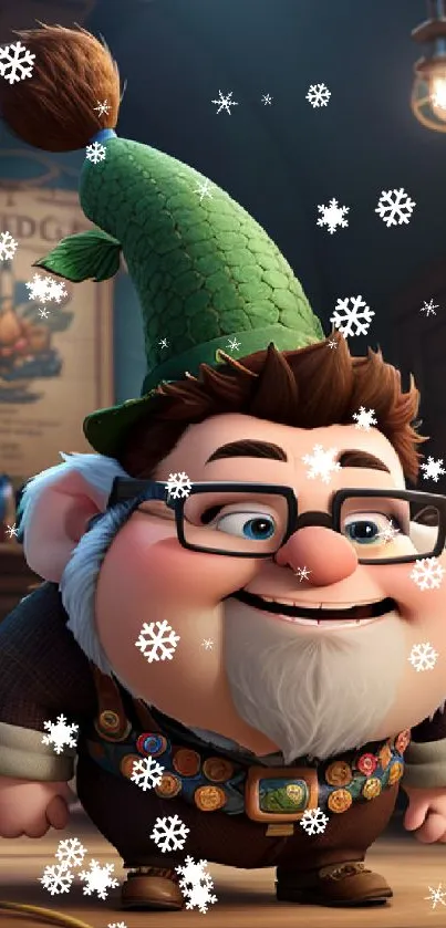 Charming gnome in a fantasy setting with vibrant colors and whimsical details.