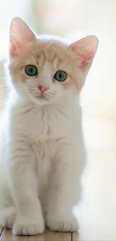 Adorable cream-colored kitten wallpaper for mobile devices.