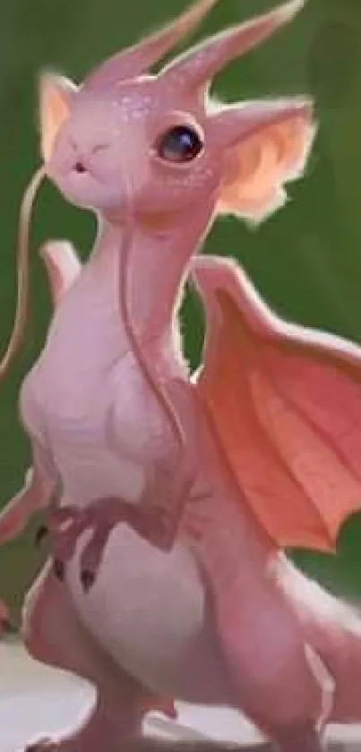 Charming pink dragon with wings in fantasy art style.