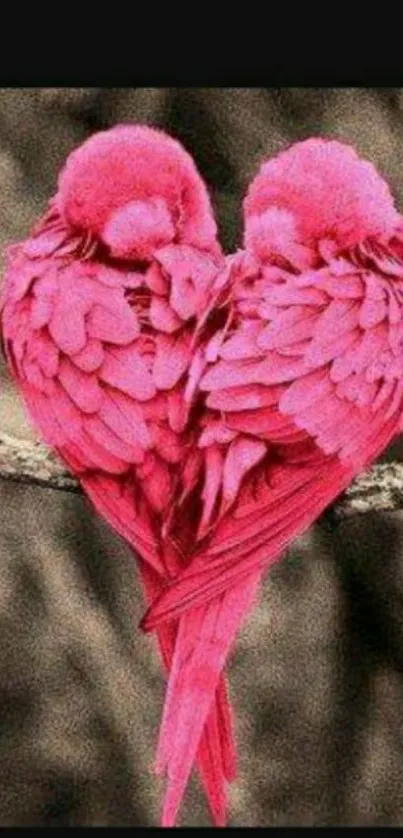 Two pink parrots forming a heart shape.