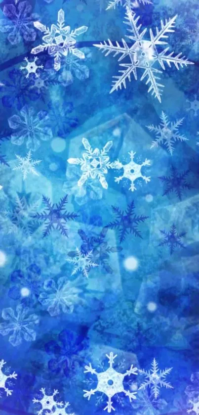 Blue winter wallpaper with snowflakes design