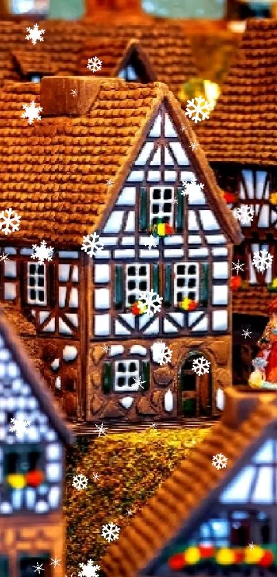 Charming European village with half-timbered houses in festive colors.