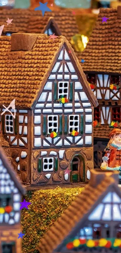 Charming model village with cozy houses and warm tones.