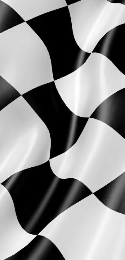 Black and white checkered flag mobile wallpaper with a sleek design.