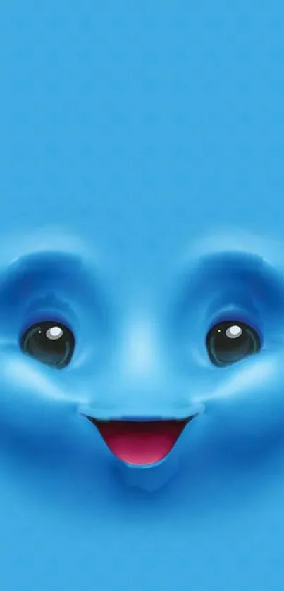 Cheerful blue face wallpaper with a smiling character on a vibrant background.