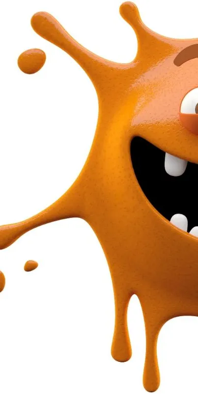 Cheerful orange splash cartoon wallpaper with a fun, happy design.