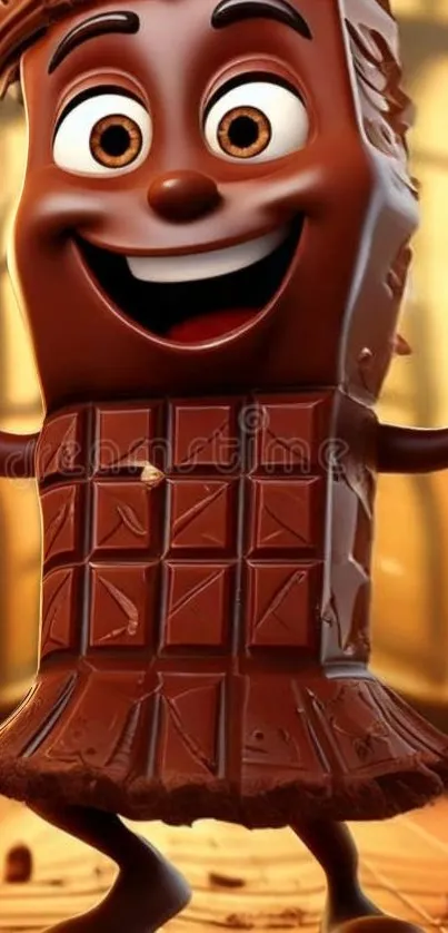 Smiling chocolate character wallpaper design.