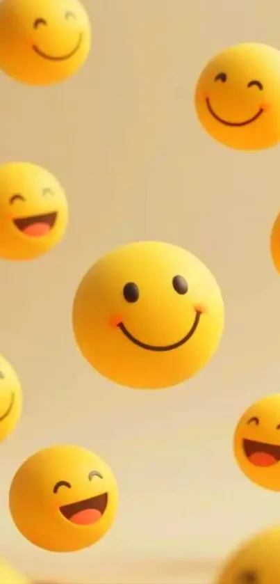 Yellow smiley faces mobile wallpaper with a cheerful vibe.