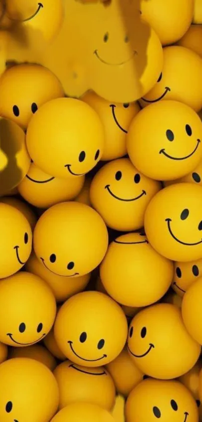 Vibrant yellow smiley faces clustered together.