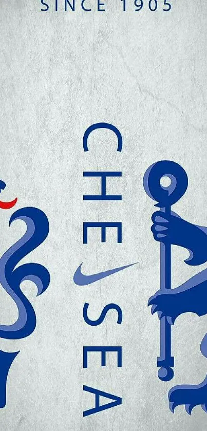 Chelsea FC wallpaper with blue lion emblem and club motto.