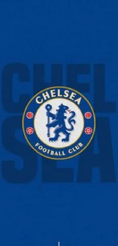 Chelsea FC emblem on blue background wallpaper.