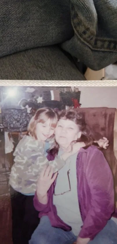 Child embracing grandmother in a heartwarming photo.