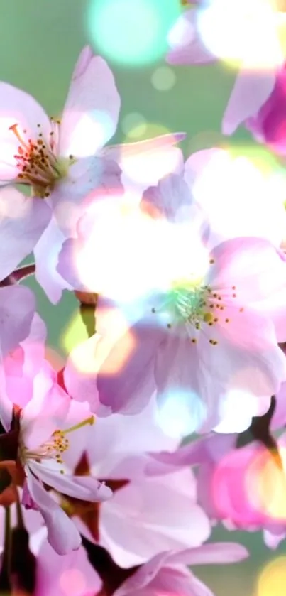 Cherry blossom branches with bokeh effect in soft pink hues.