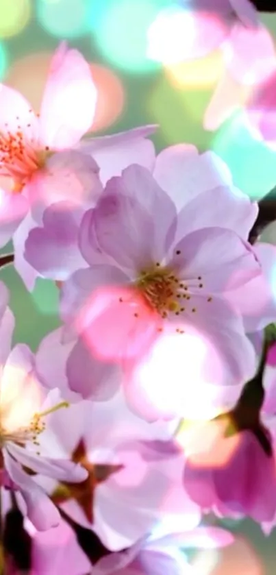 Cherry blossom branches with soft pink petals and bokeh background.