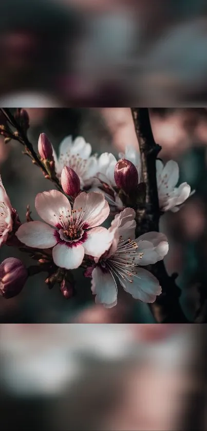 Cherry blossoms captured in stunning mobile wallpaper, exuding elegance and serenity.