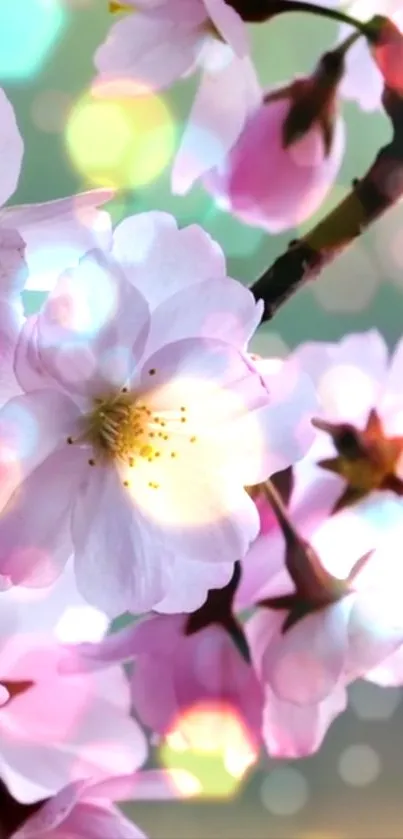 Pink cherry blossoms with dreamy bokeh background.