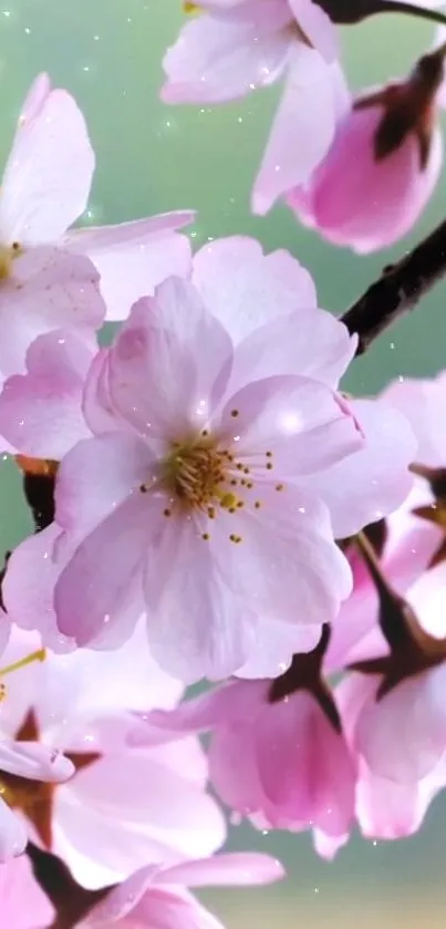 Serene cherry blossom mobile wallpaper in pink hues.