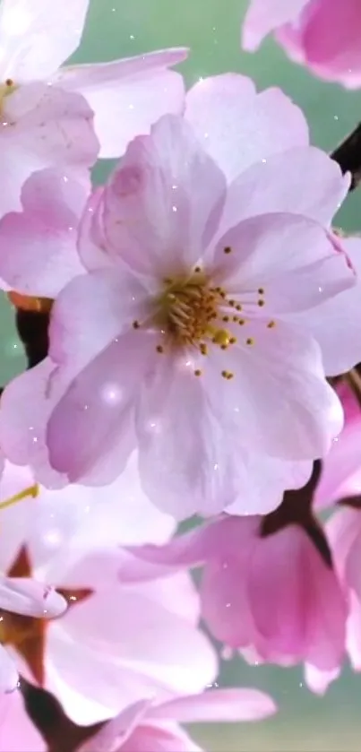 Cherry blossom wallpaper with pink flowers and soft petals.