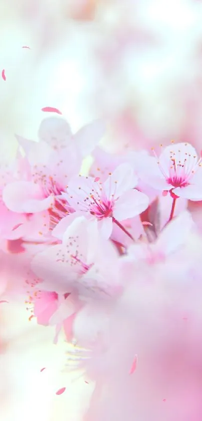 Cherry blossom flowers with soft pink hues, ideal for mobile wallpaper.