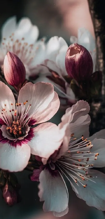 Cherry blossoms in pink hues create a serene mobile wallpaper.