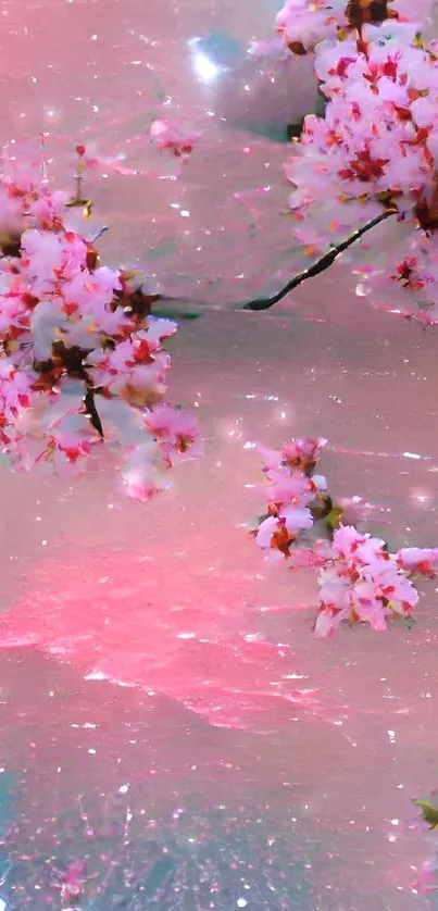 Cherry blossoms against a pink dreamy backdrop.