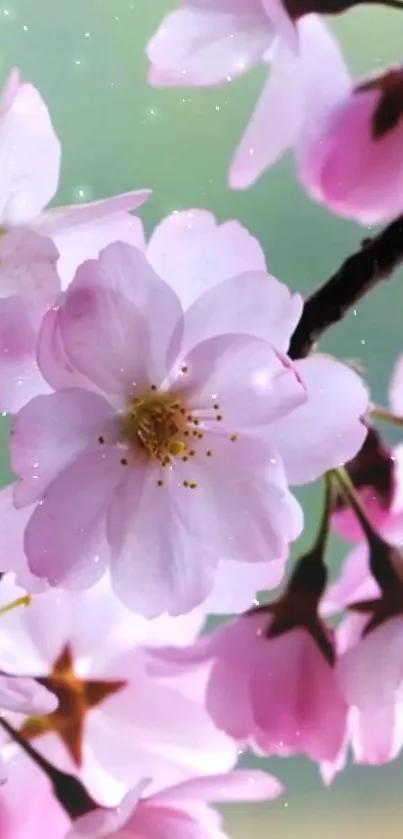 Delicate cherry blossoms in spring, showcasing soft pink hues and gentle beauty.