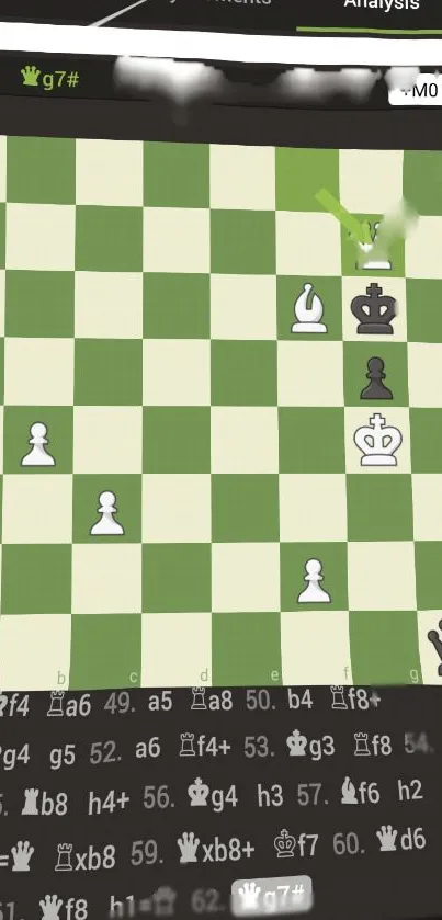 Chessboard showing a strategic endgame with pieces in analysis.