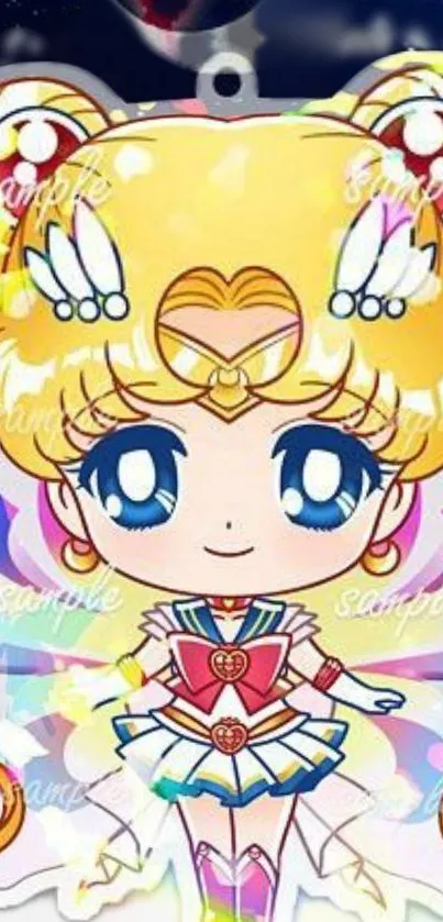 Chibi anime princess with vibrant colors in cartoon style.