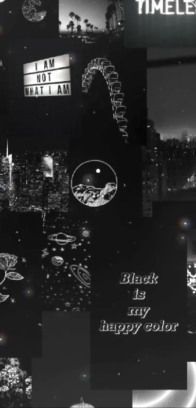 Black aesthetic collage with urban night theme.