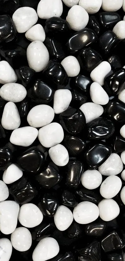 Black and white pebble pattern wallpaper.