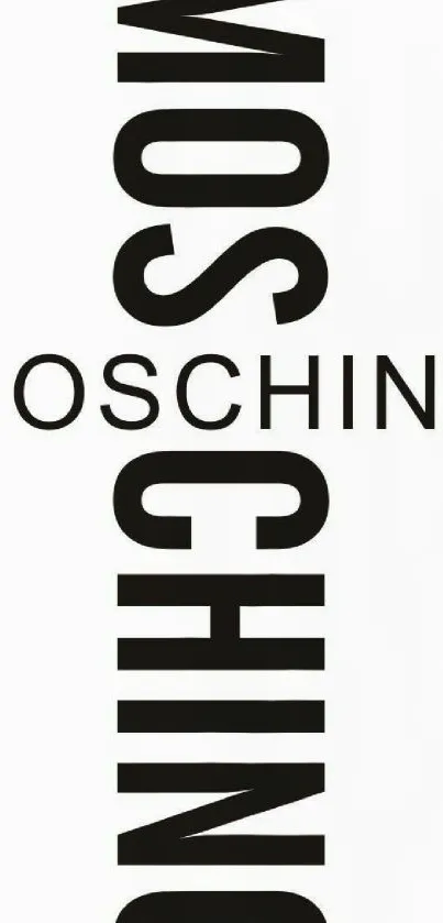 Moschino vertical black text on a white background wallpaper.