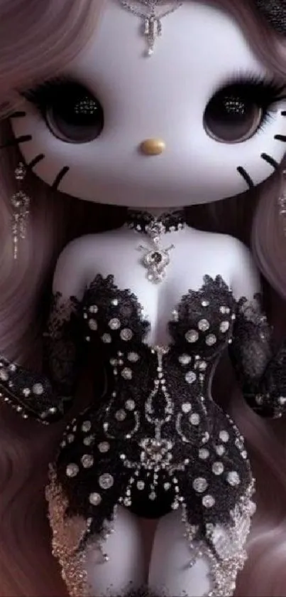 Elegant cat-themed mobile wallpaper with chic design.