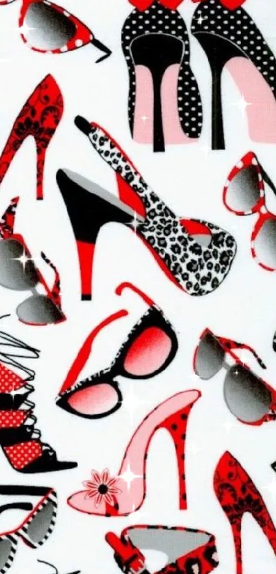 Trendy heels and sunglasses wallpaper.