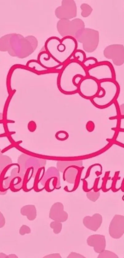 Cute Hello Kitty wallpaper with pink hearts.