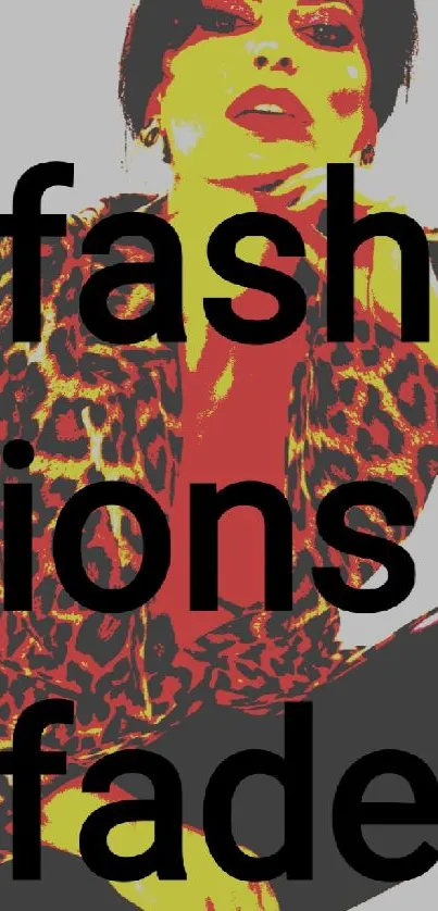 Chic leopard print fashion wallpaper with bold text and colors.