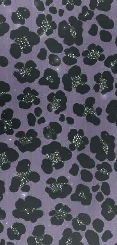 Leopard print wallpaper with purple background.