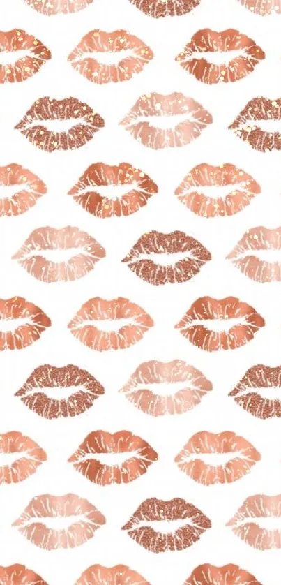 Chic pink and brown lip print wallpaper.