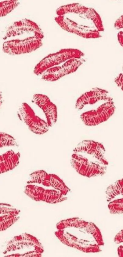 Red lip print pattern wallpaper in a trendy design.