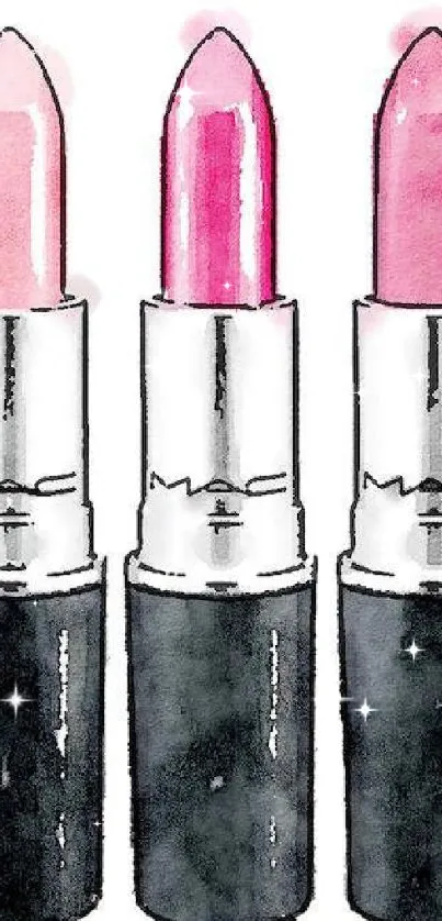 Stylish watercolor lipstick art with pink hues for mobile wallpaper.