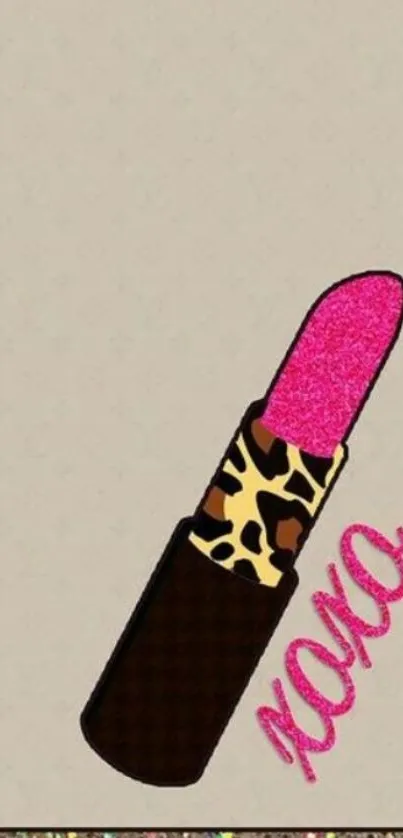 Pink lipstick with leopard print design wallpaper.