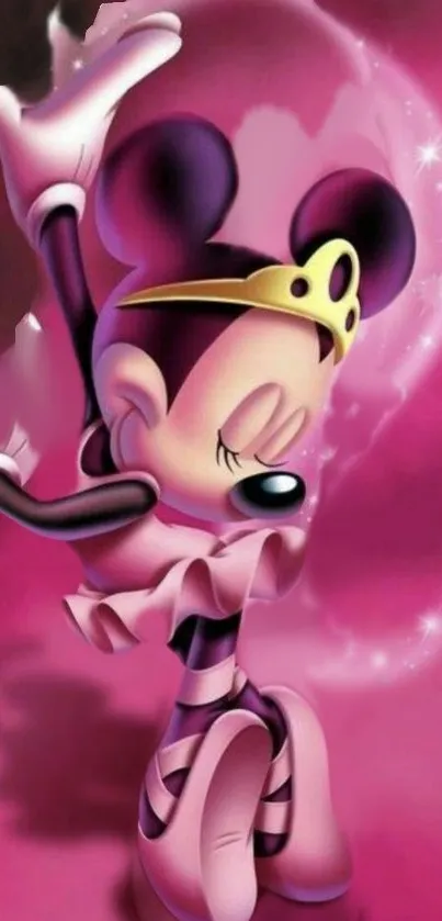 Chic pink cartoon character wallpaper with stylish pose.