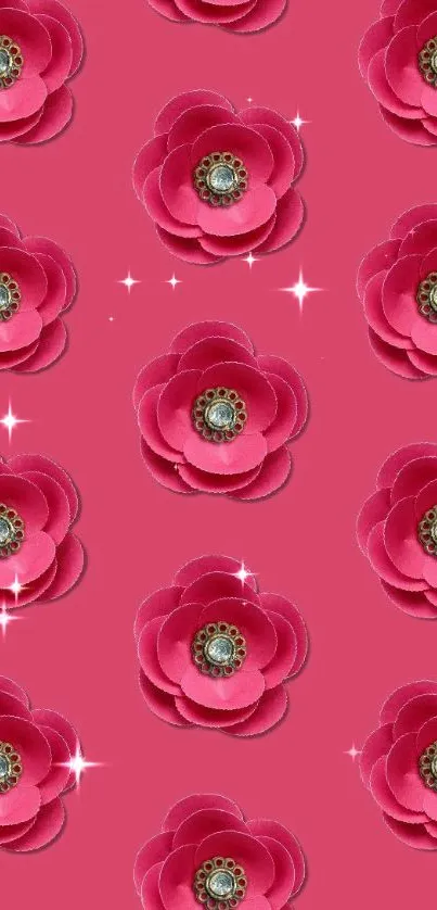 Pink floral pattern wallpaper with elegant design.