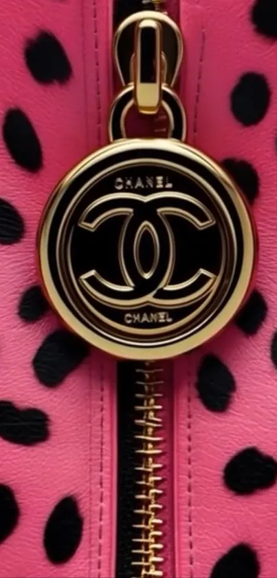 Pink leopard pattern wallpaper with luxury zipper.