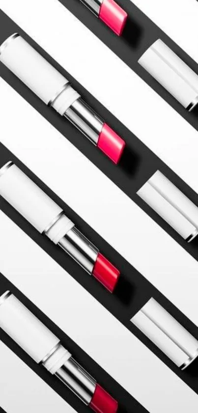 Stylish mobile wallpaper with lipsticks and bold stripes.