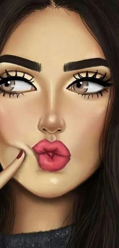 Chic vector art of a woman with bold makeup, ideal for a modern wallpaper.