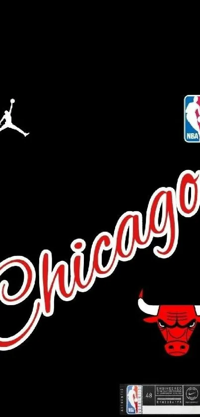 Chicago Bulls wallpaper with black background and red accent.