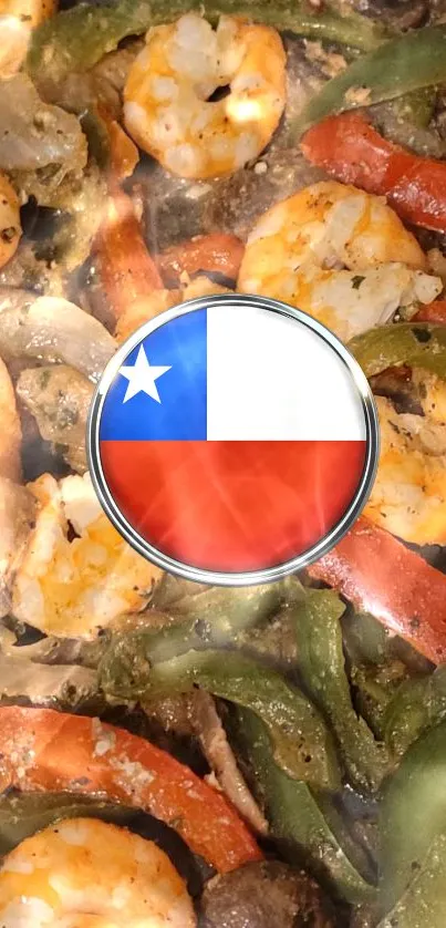 Chilean shrimp cuisine with flag emblem wallpaper