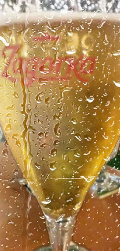 Mobile wallpaper featuring a chilled beer glass with condensation.