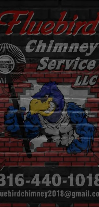 Fluebird Chimney Service logo wallpaper with a colorful graphic design.