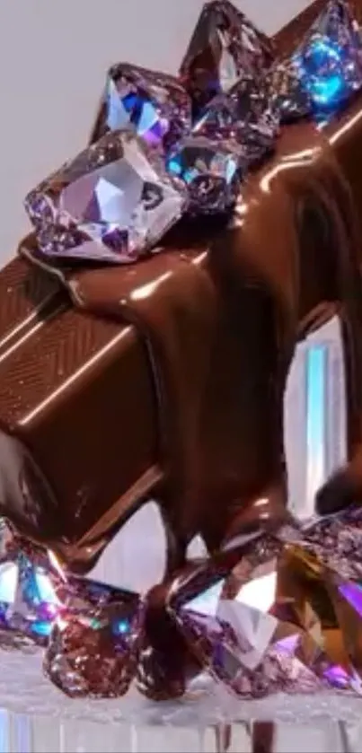Melted chocolate over gemstones wallpaper